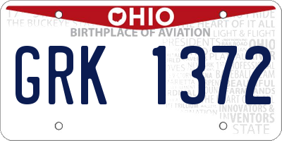 OH license plate GRK1372