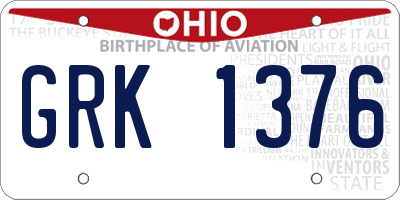 OH license plate GRK1376