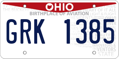 OH license plate GRK1385