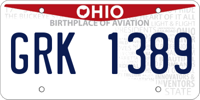 OH license plate GRK1389