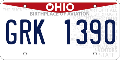 OH license plate GRK1390