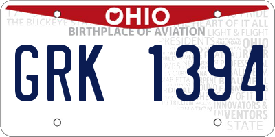 OH license plate GRK1394
