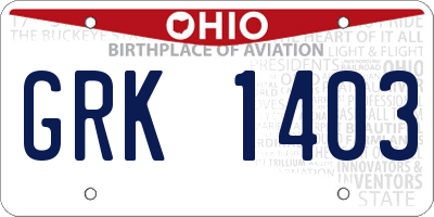 OH license plate GRK1403