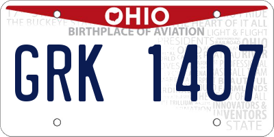 OH license plate GRK1407