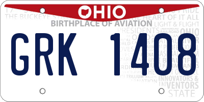 OH license plate GRK1408