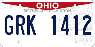 OH license plate GRK1412