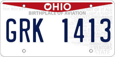 OH license plate GRK1413