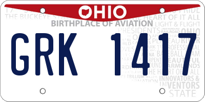 OH license plate GRK1417