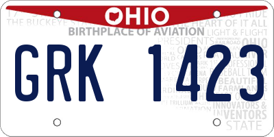 OH license plate GRK1423