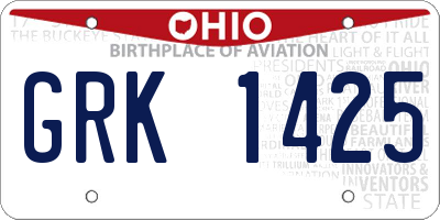 OH license plate GRK1425