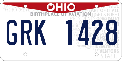 OH license plate GRK1428
