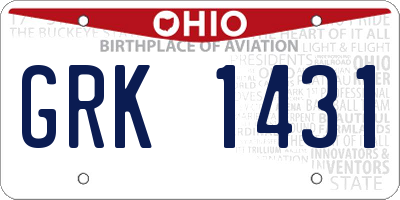 OH license plate GRK1431