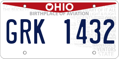 OH license plate GRK1432