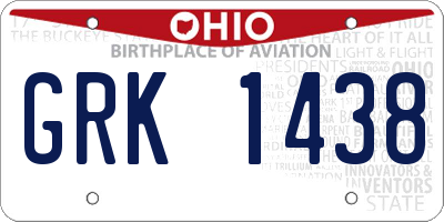 OH license plate GRK1438