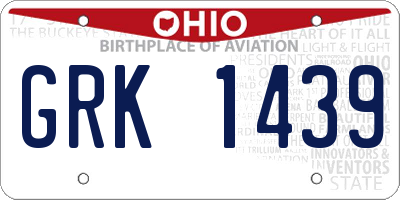 OH license plate GRK1439
