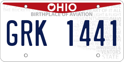 OH license plate GRK1441