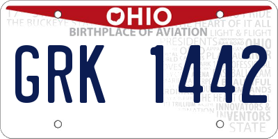OH license plate GRK1442