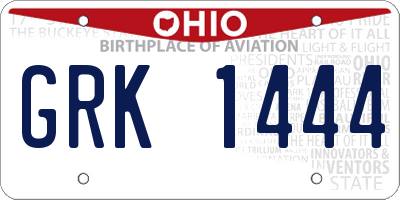 OH license plate GRK1444