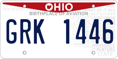 OH license plate GRK1446