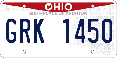 OH license plate GRK1450