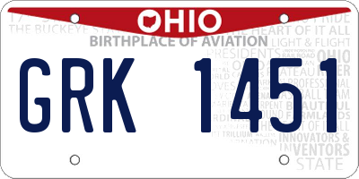 OH license plate GRK1451