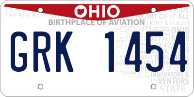 OH license plate GRK1454