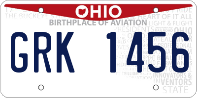 OH license plate GRK1456