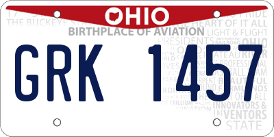 OH license plate GRK1457