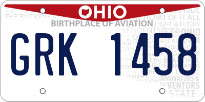 OH license plate GRK1458