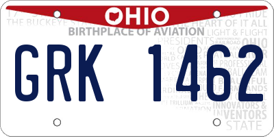 OH license plate GRK1462