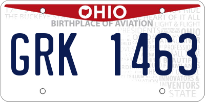 OH license plate GRK1463