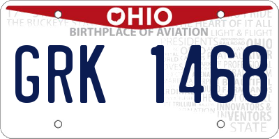 OH license plate GRK1468