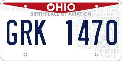 OH license plate GRK1470