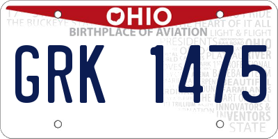 OH license plate GRK1475