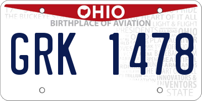 OH license plate GRK1478