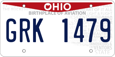 OH license plate GRK1479