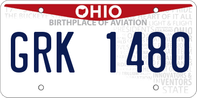 OH license plate GRK1480