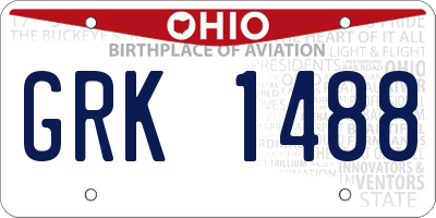 OH license plate GRK1488