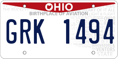 OH license plate GRK1494