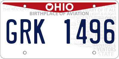 OH license plate GRK1496