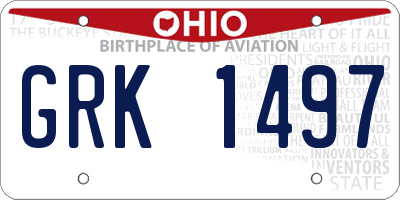 OH license plate GRK1497