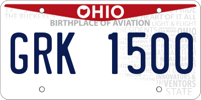 OH license plate GRK1500