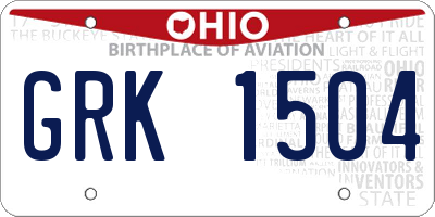 OH license plate GRK1504