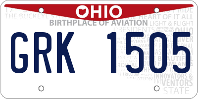 OH license plate GRK1505