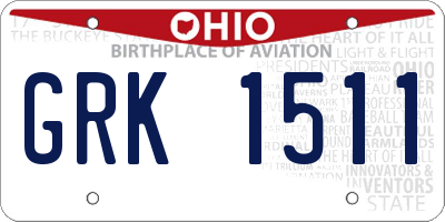 OH license plate GRK1511