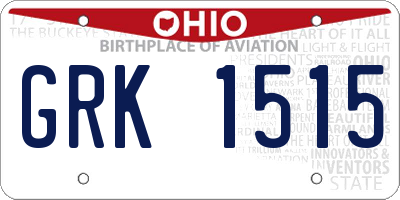 OH license plate GRK1515