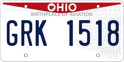 OH license plate GRK1518