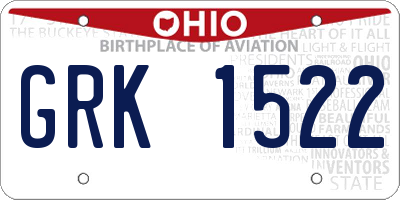 OH license plate GRK1522