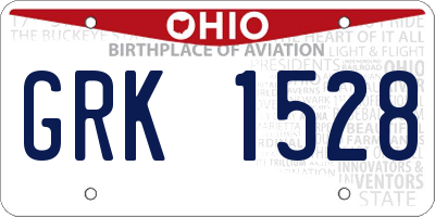 OH license plate GRK1528