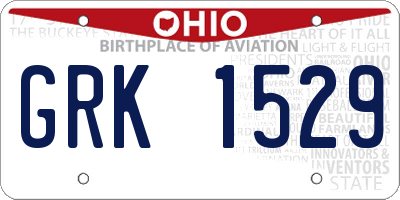 OH license plate GRK1529